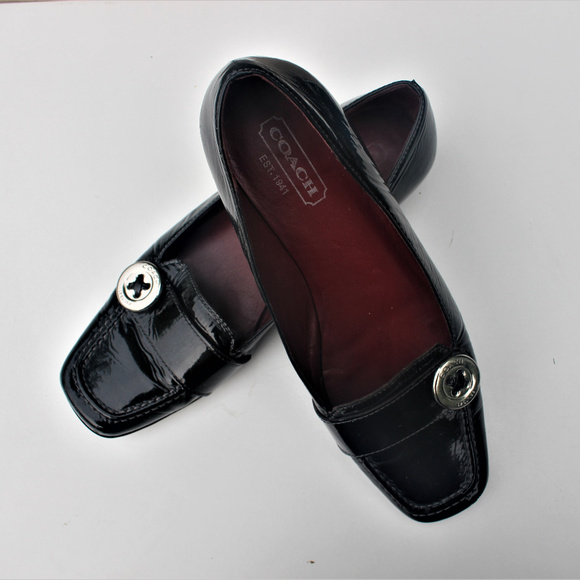Coach Shoes - Coach Tia Black Leather SquareToe Classic loafer 8